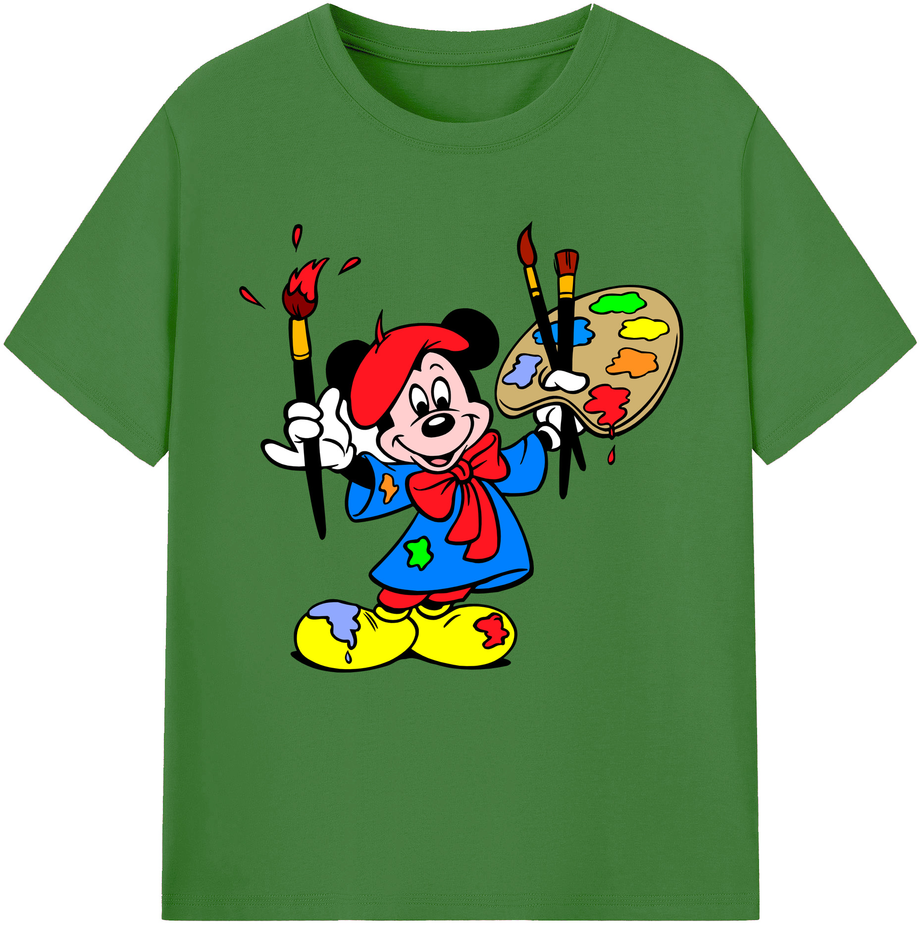 （画像用） ミッキーマウス Mickey Mouse レディースカジュアルプリントTシャツ（綿100％）